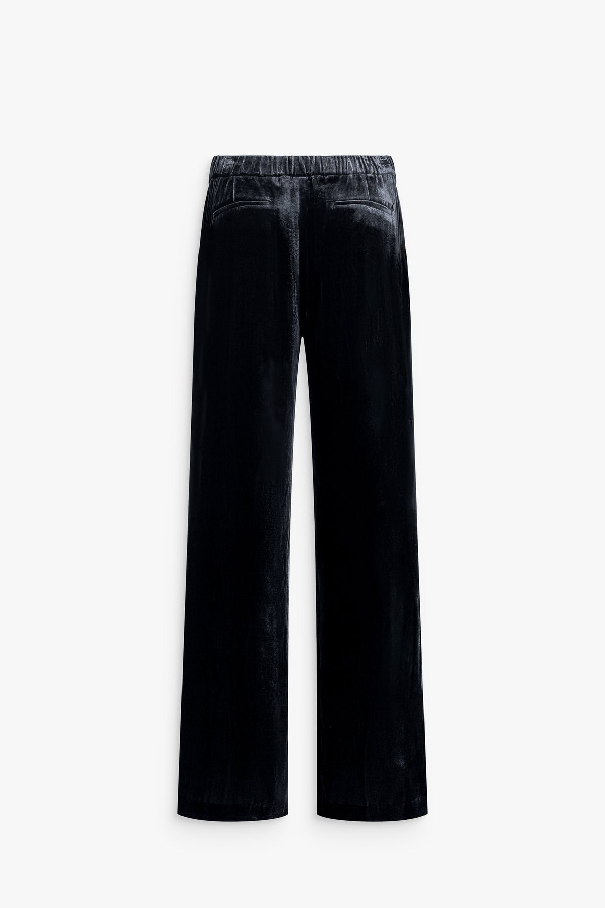 Pantalon évasé en velours de soie marine