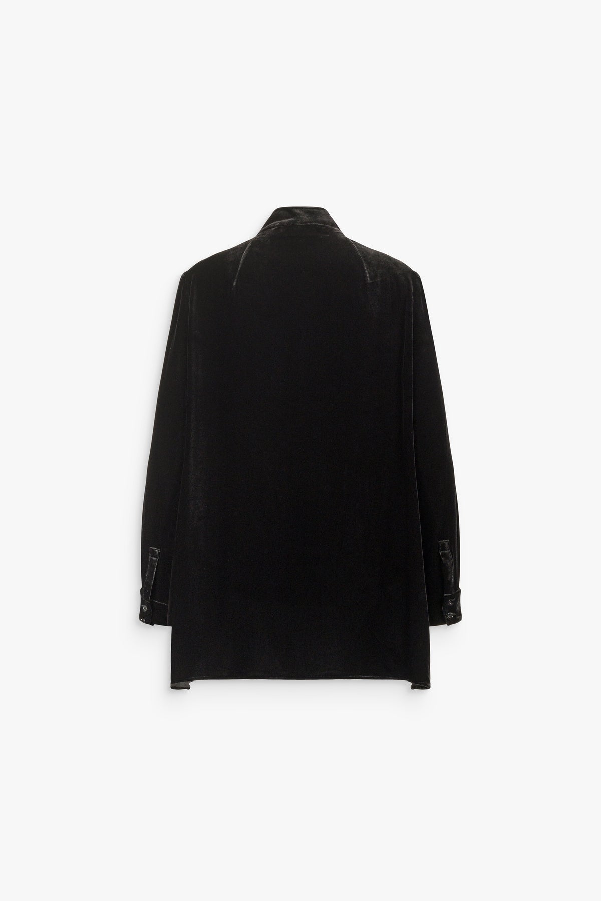 Blouse en velours de soie col plat noire