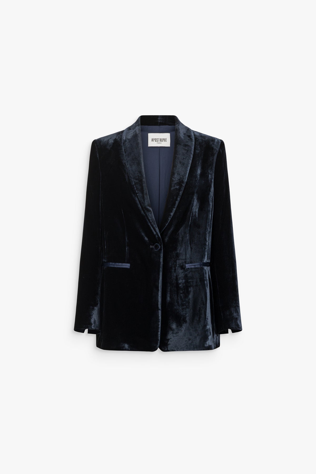 Veste en velours marine col cranté