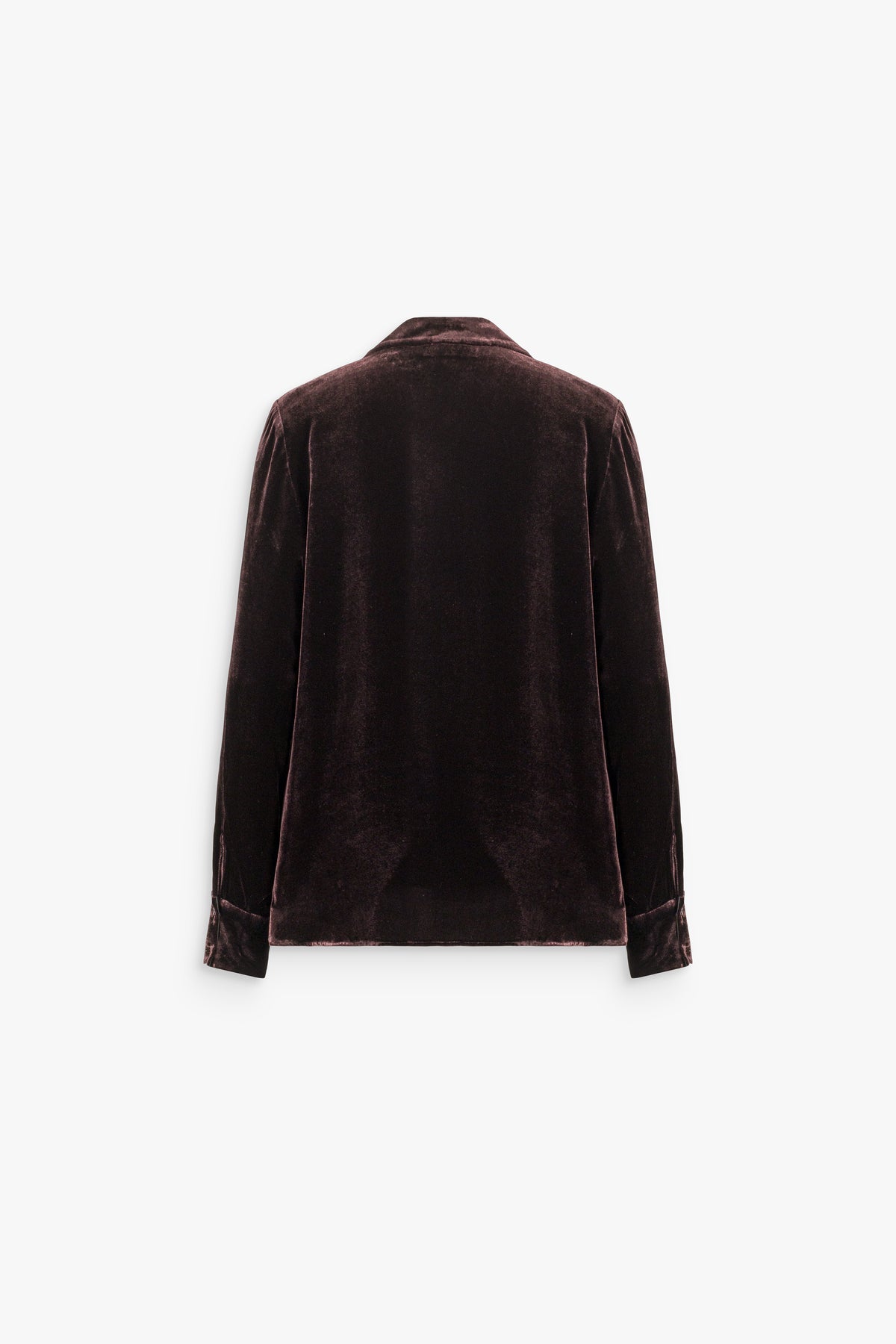 Chemise bi matière en velours et soie grenat