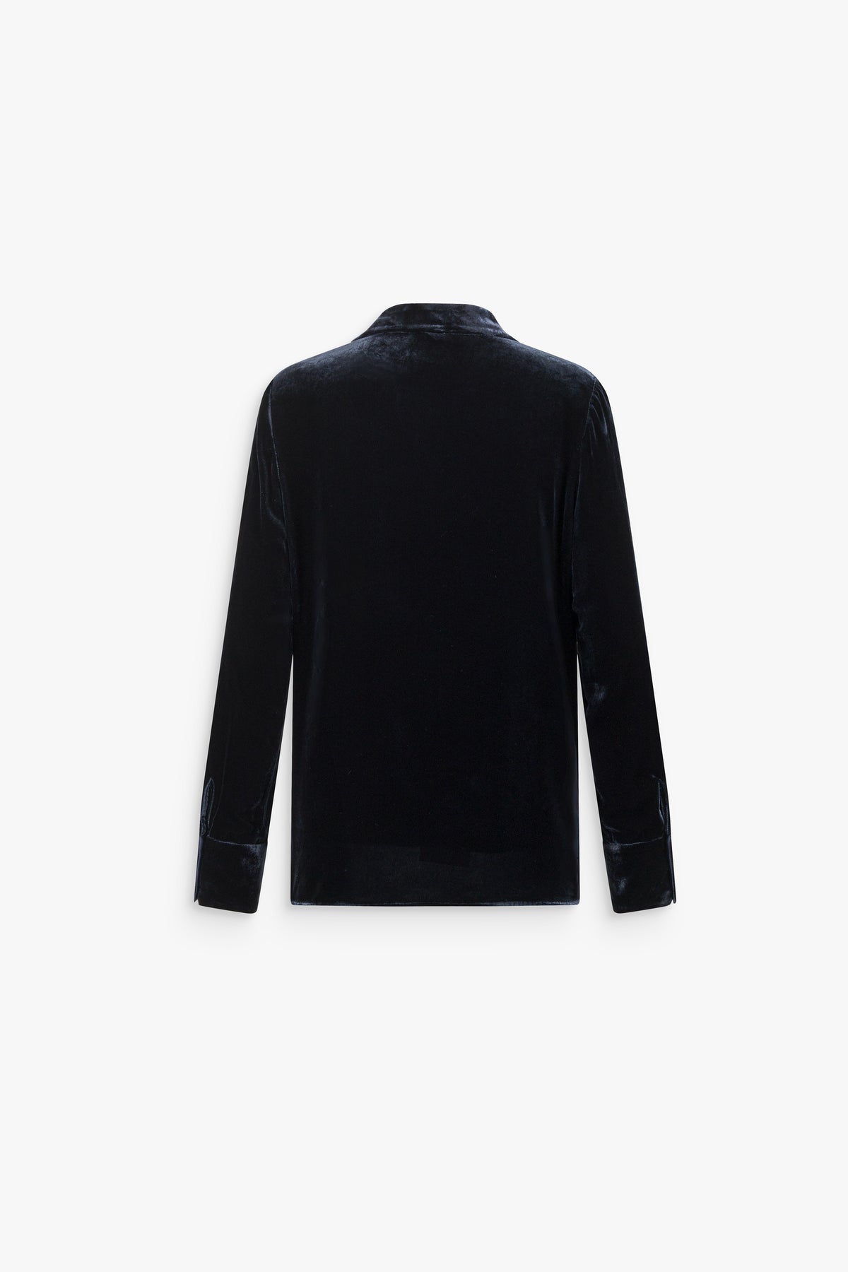 Chemise bi matière en velours et soie marine