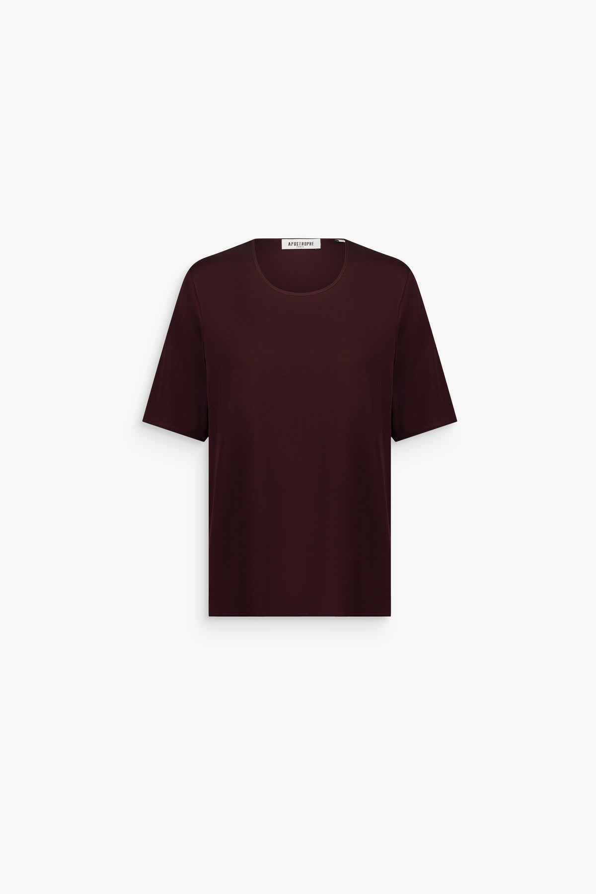T-shirt fluide soie col rond grenat