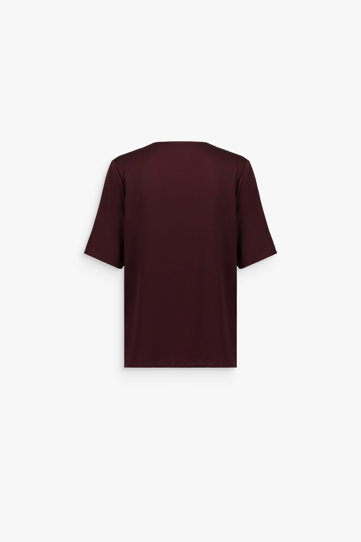 T-shirt fluide soie col rond grenat