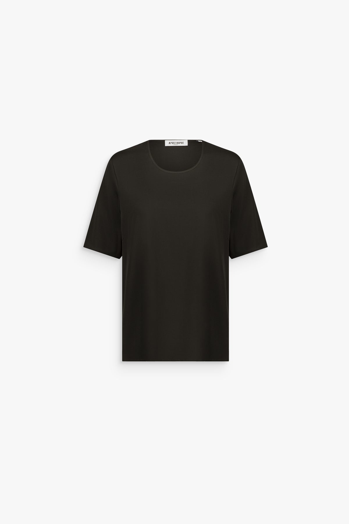 T-shirt fluide soie col rond kaki