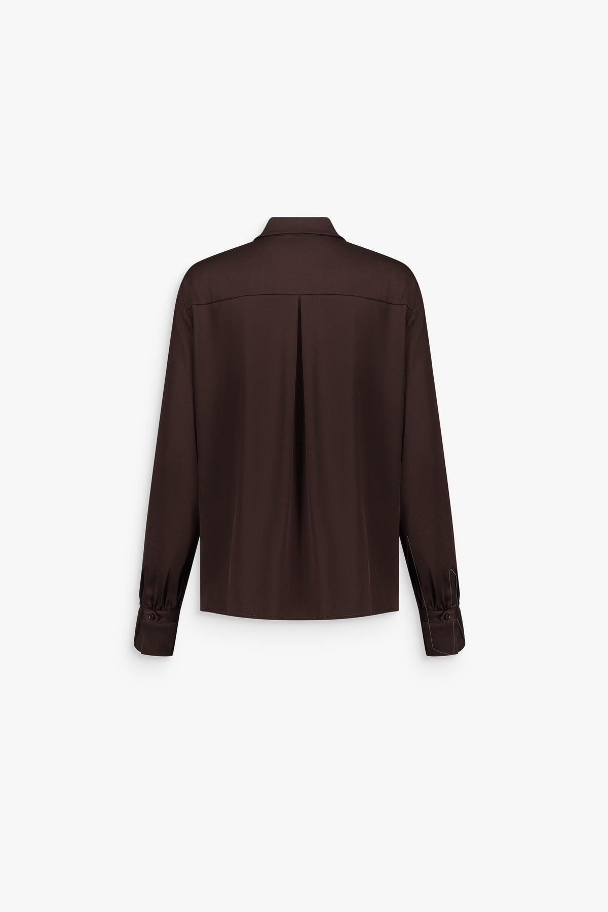 Chemise fluide en soie col chemise marron foncé