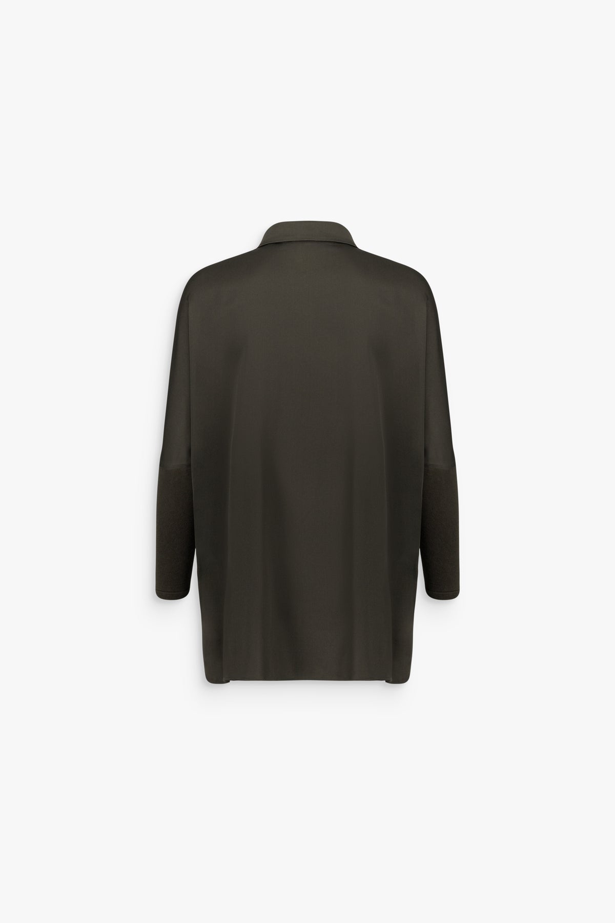 Chemise ample en soie col chemise kaki