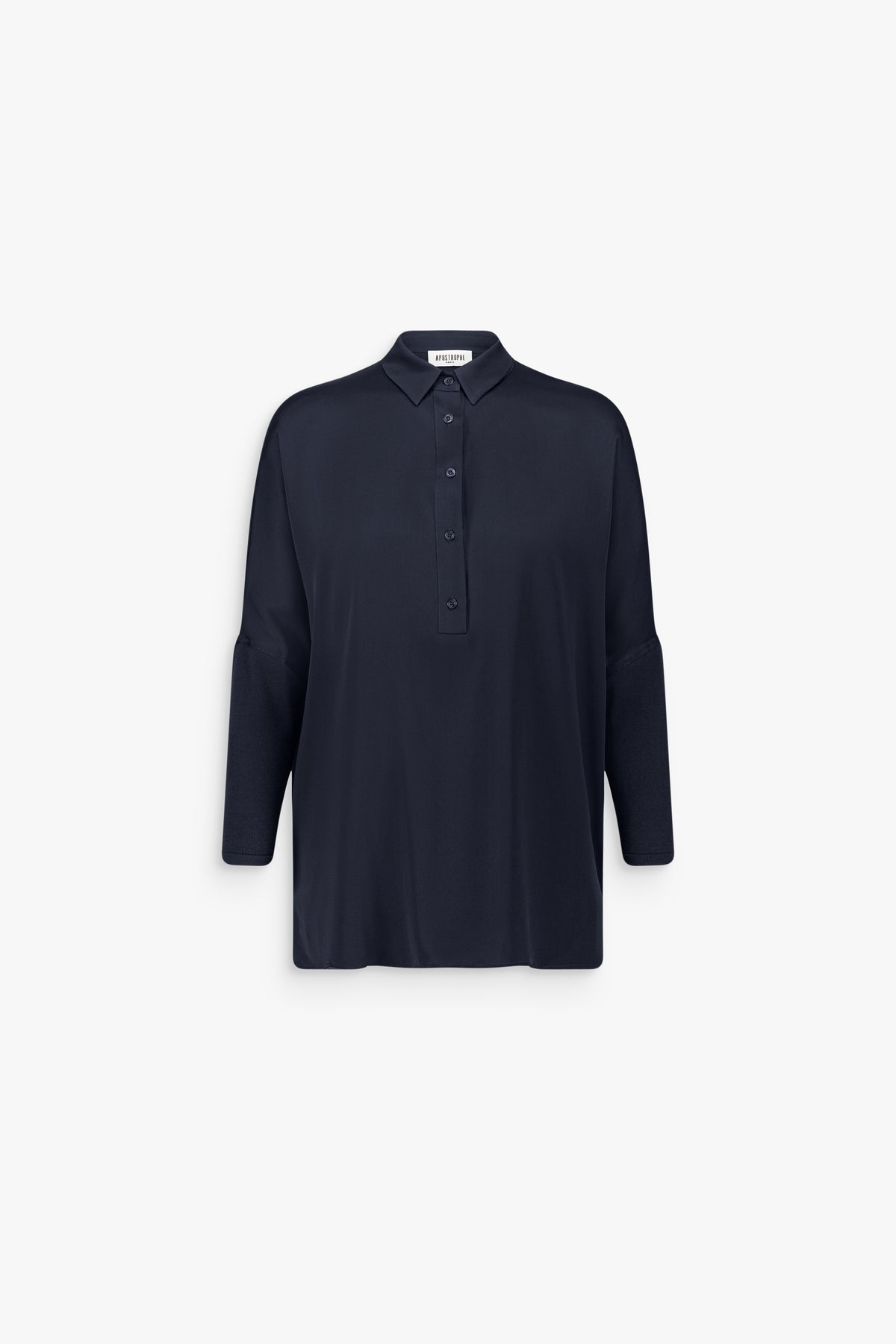 Chemise ample en soie col chemise marine