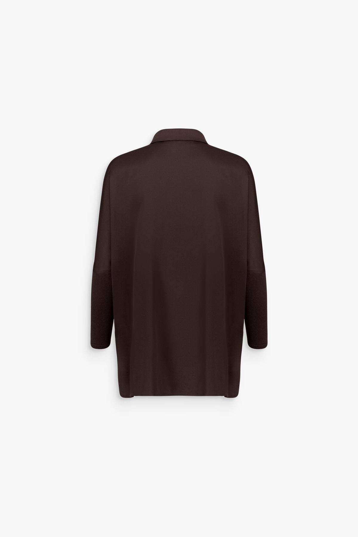 Chemise ample en soie col chemise marron foncé