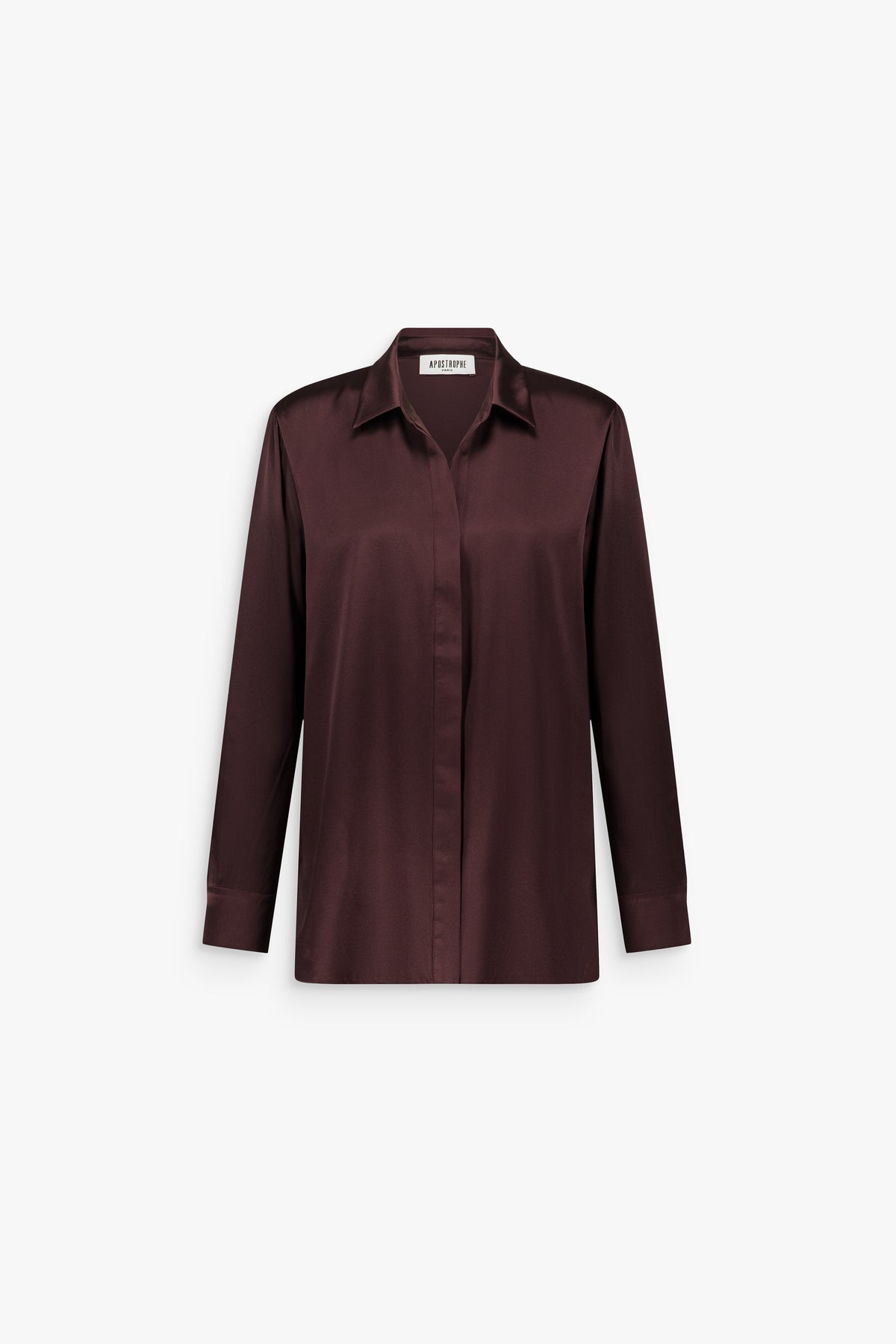 Chemise en soie boutonnage caché grenat