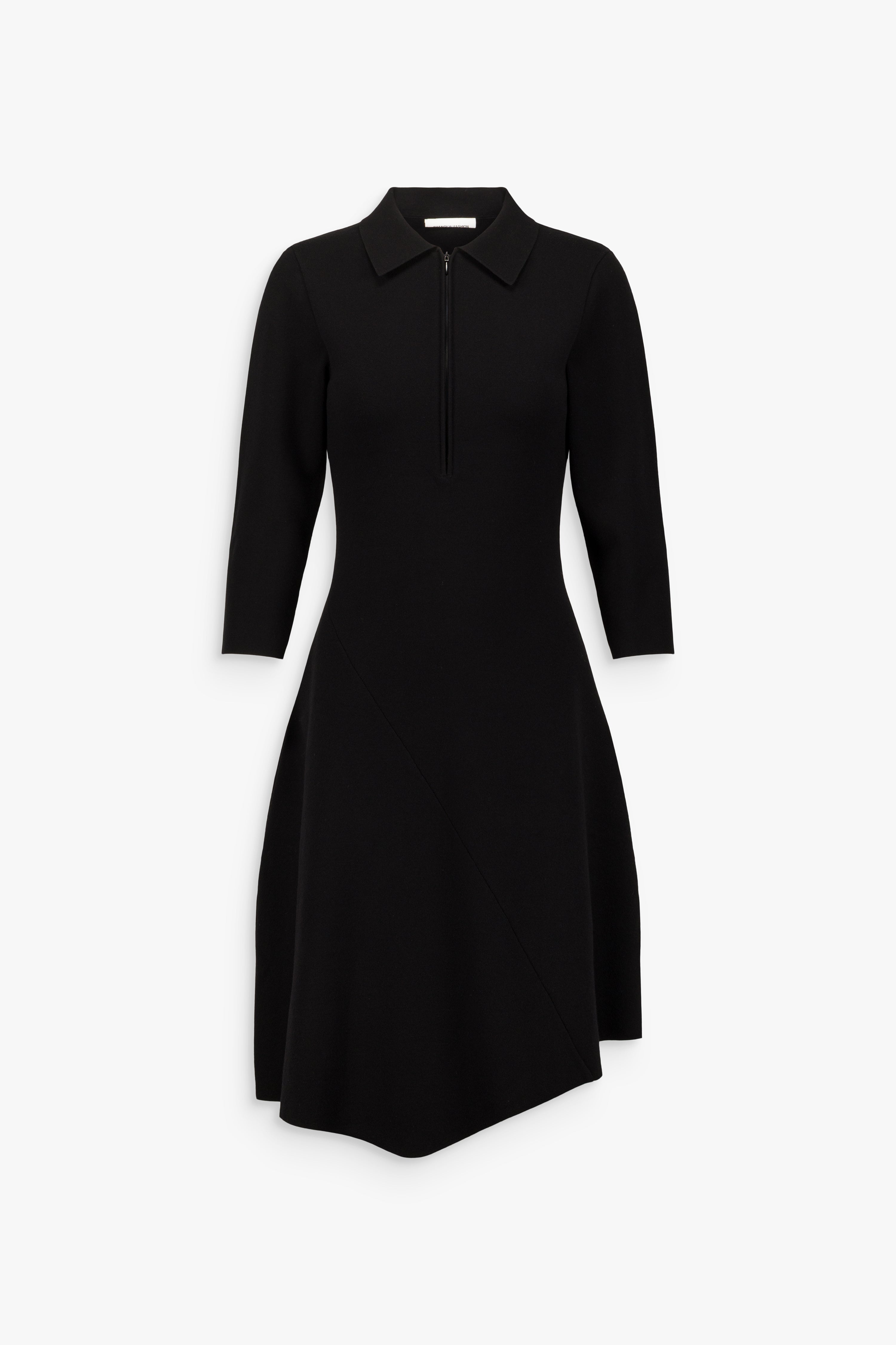 Robe courte ajustée à col chemise zippé noire