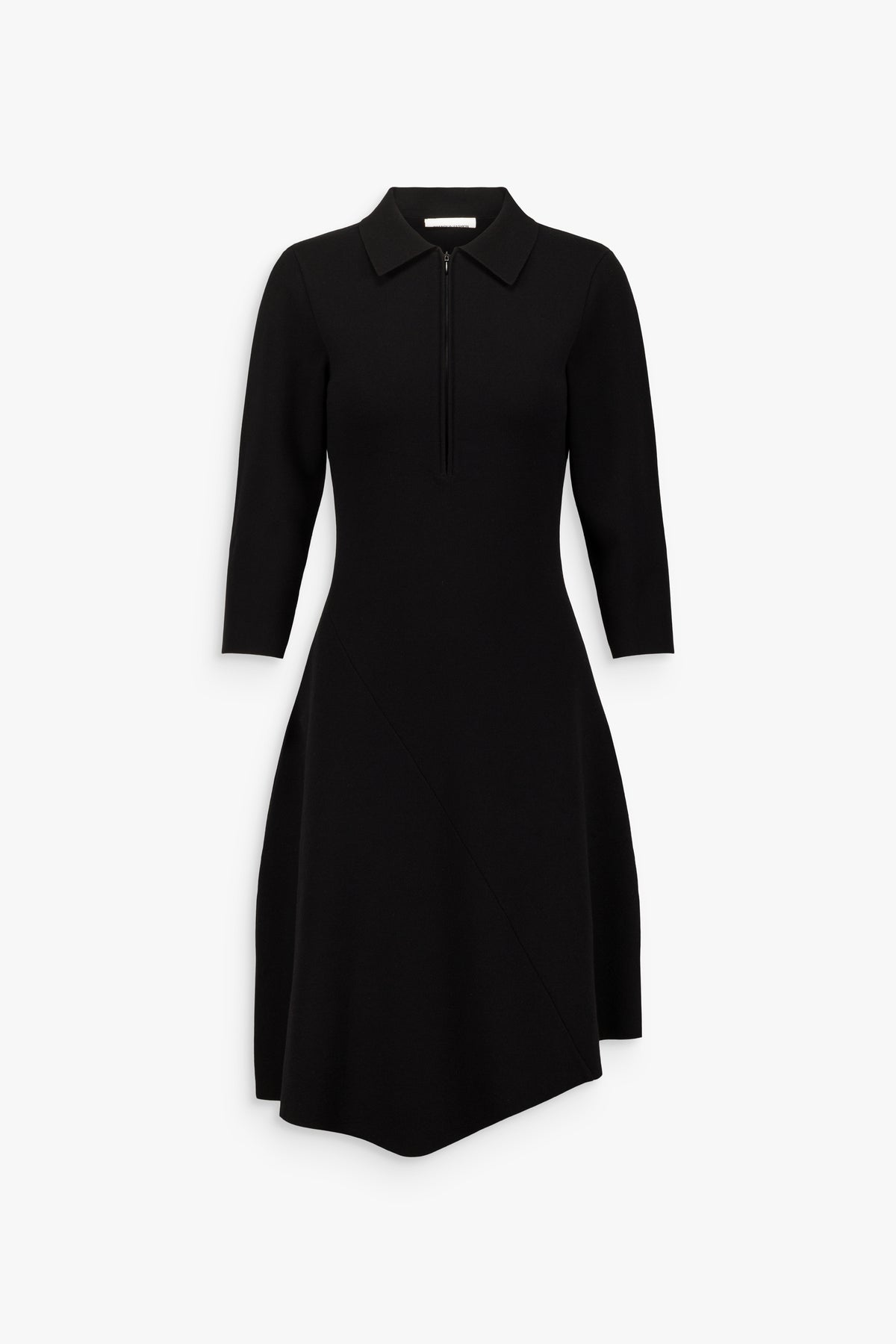 Robe courte ajustée à col chemise zippé noire