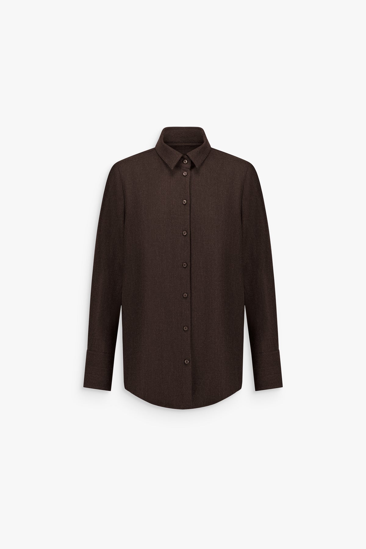 Chemise droite boutonnée à col classique marron foncé