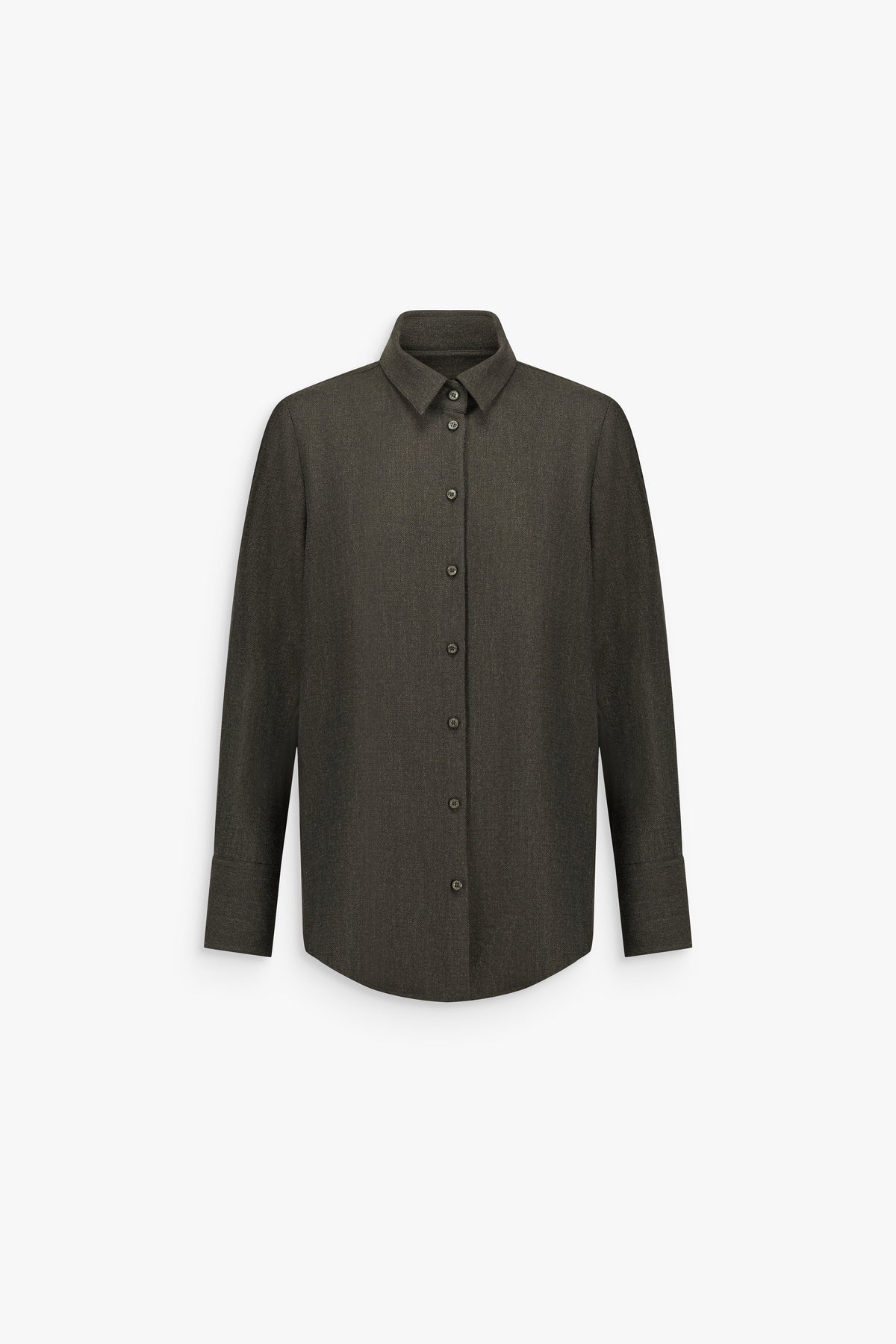 Chemise droite boutonnée à col classique kaki