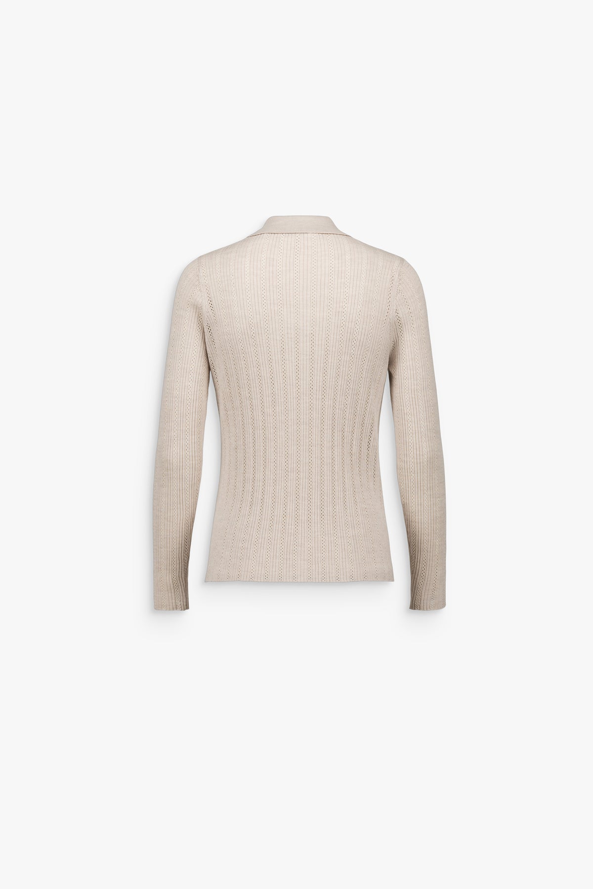 Cardigan en maille ajourée col chemise béton