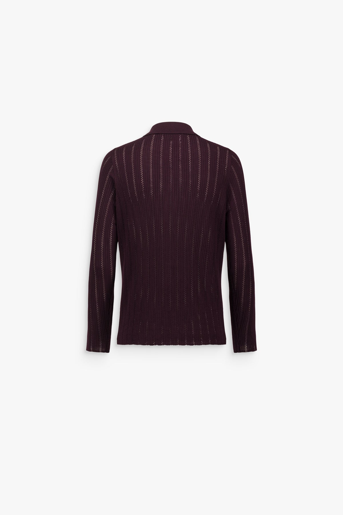 Cardigan en maille ajourée col chemise grenat
