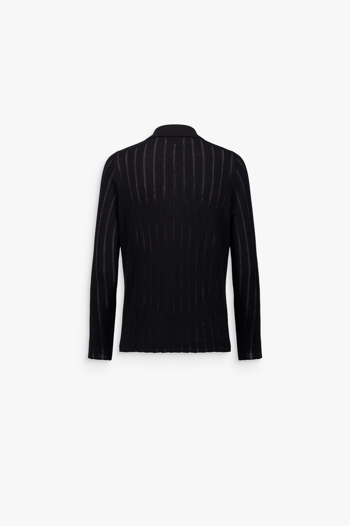 Cardigan en maille ajourée col chemise marine