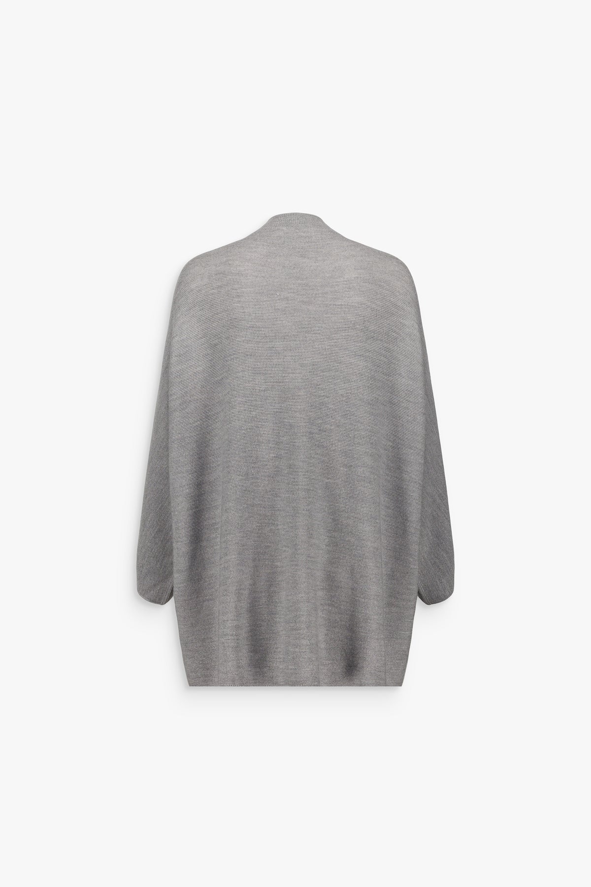 Pull poncho laine mérinos col V gris moyen