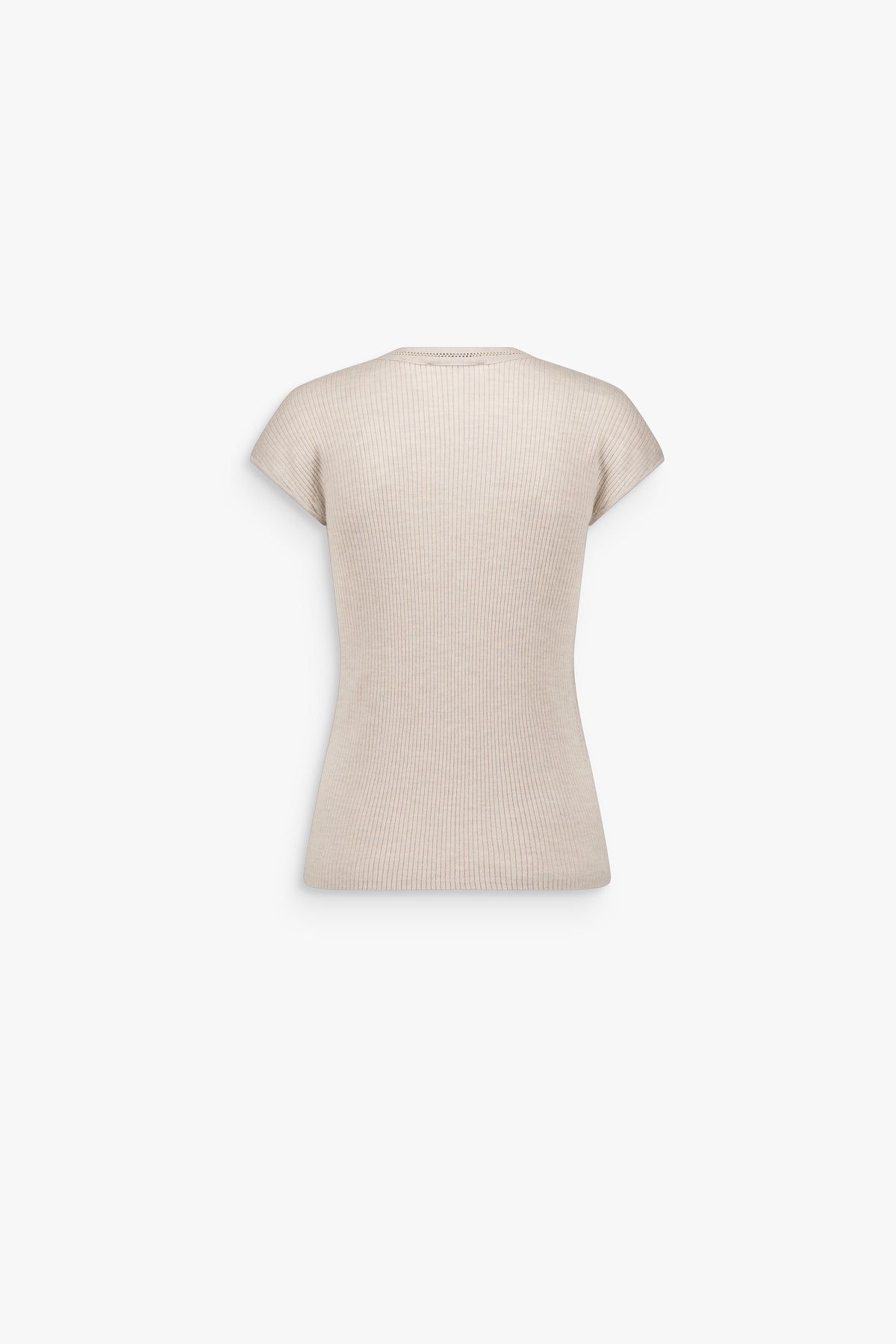 T-shirt en laine mérinos col rond béton