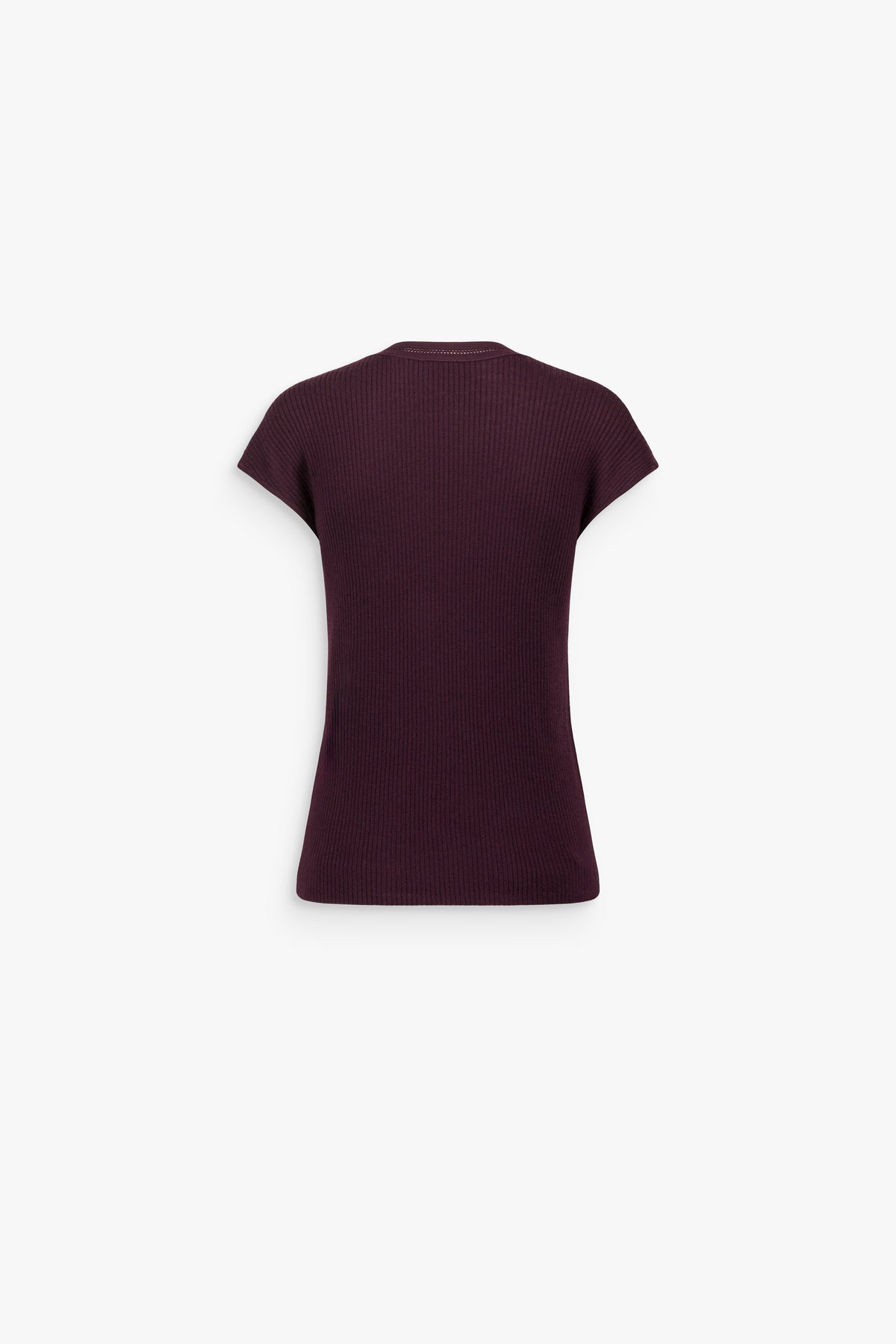 T-shirt en laine mérinos col rond grenat