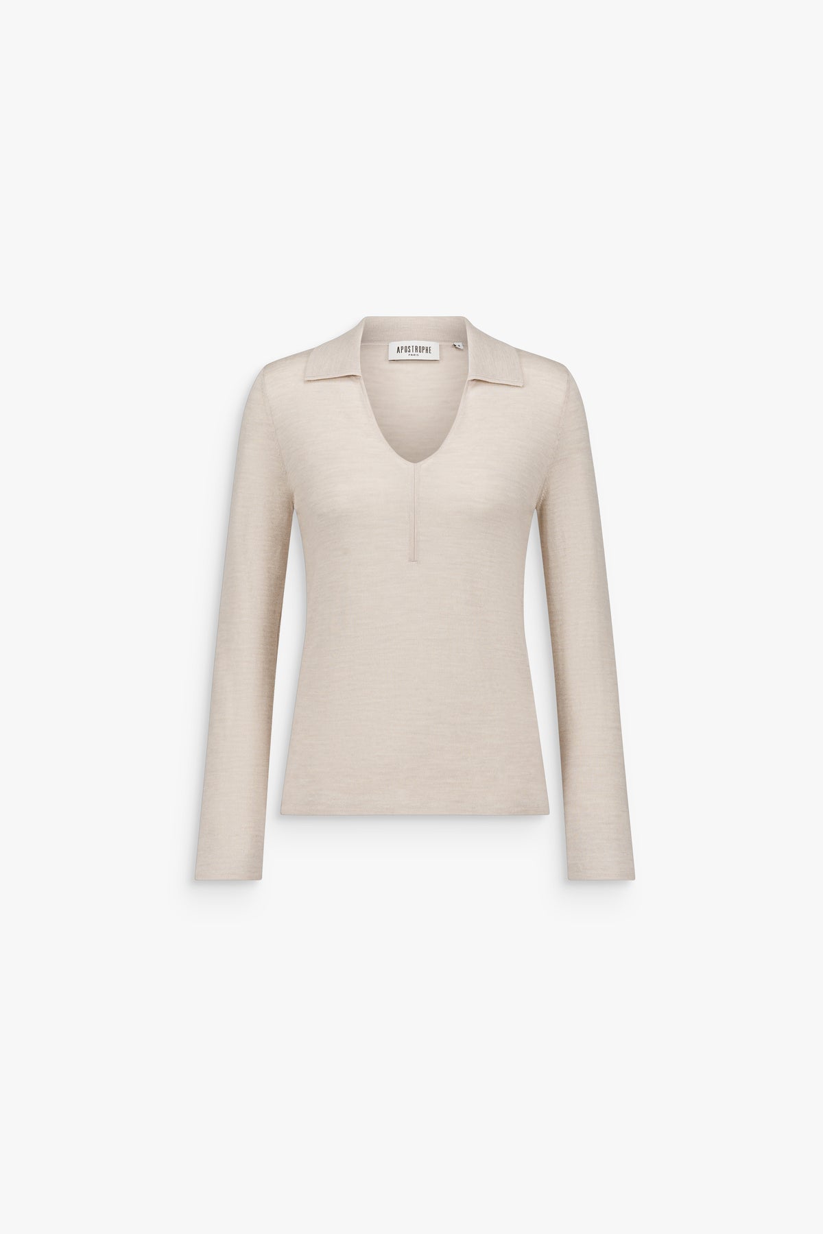 Pull en laine mérinos col polo béton