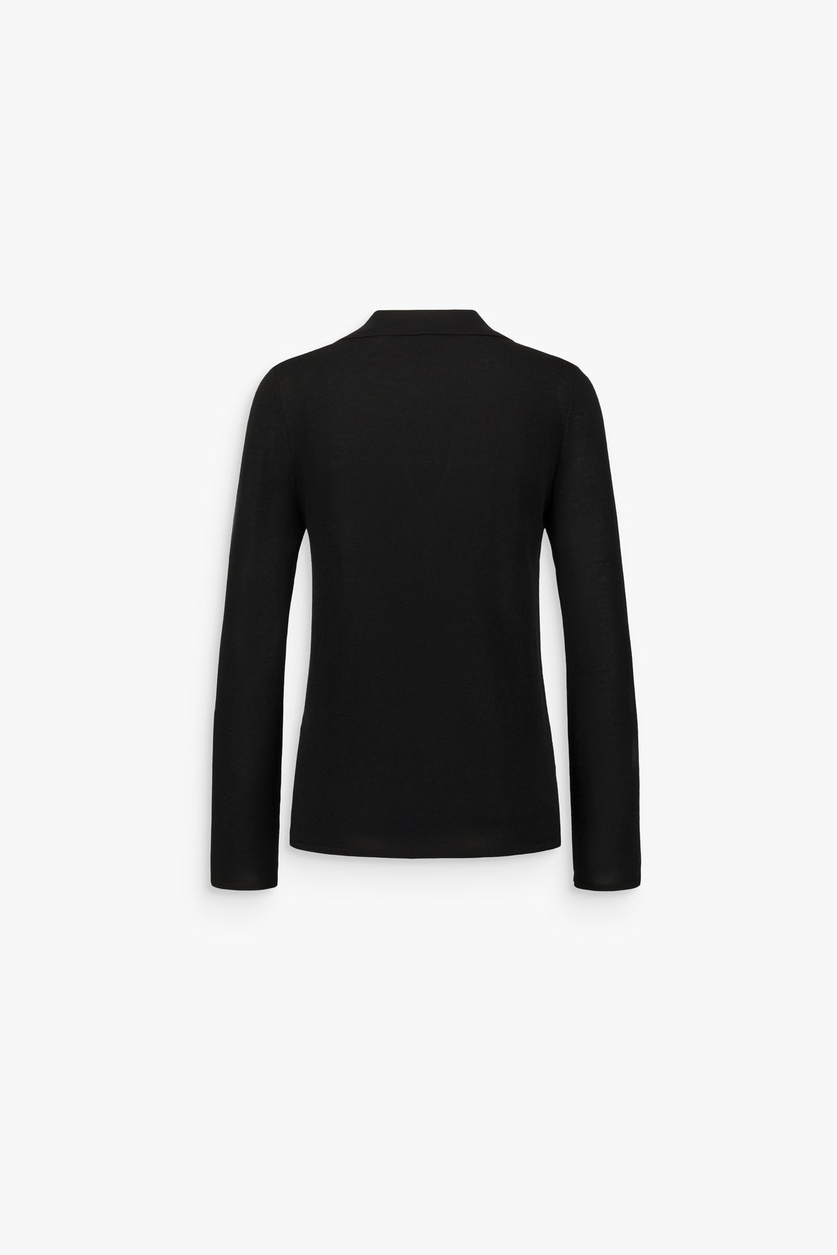 Pull en laine mérinos col polo ouvert noir