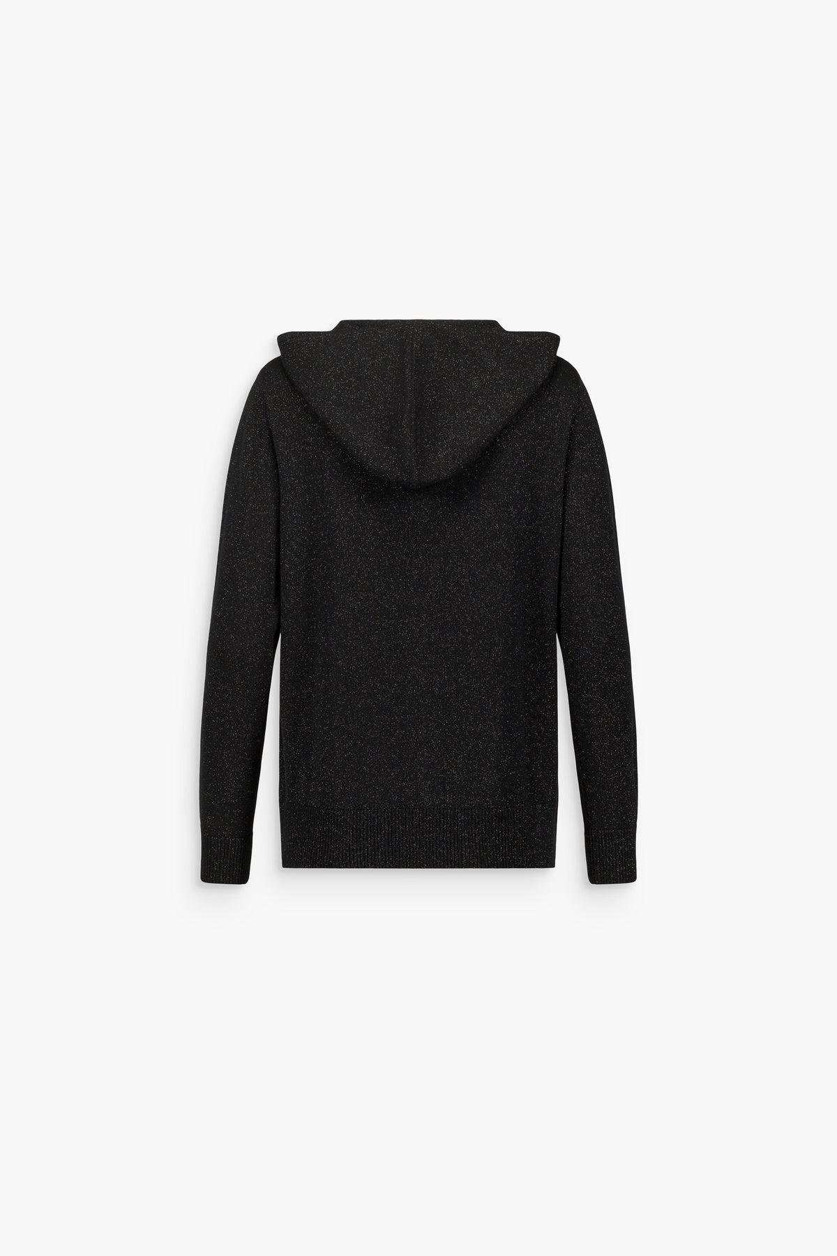 Gilet à capuche en laine mérinos et lurex noir