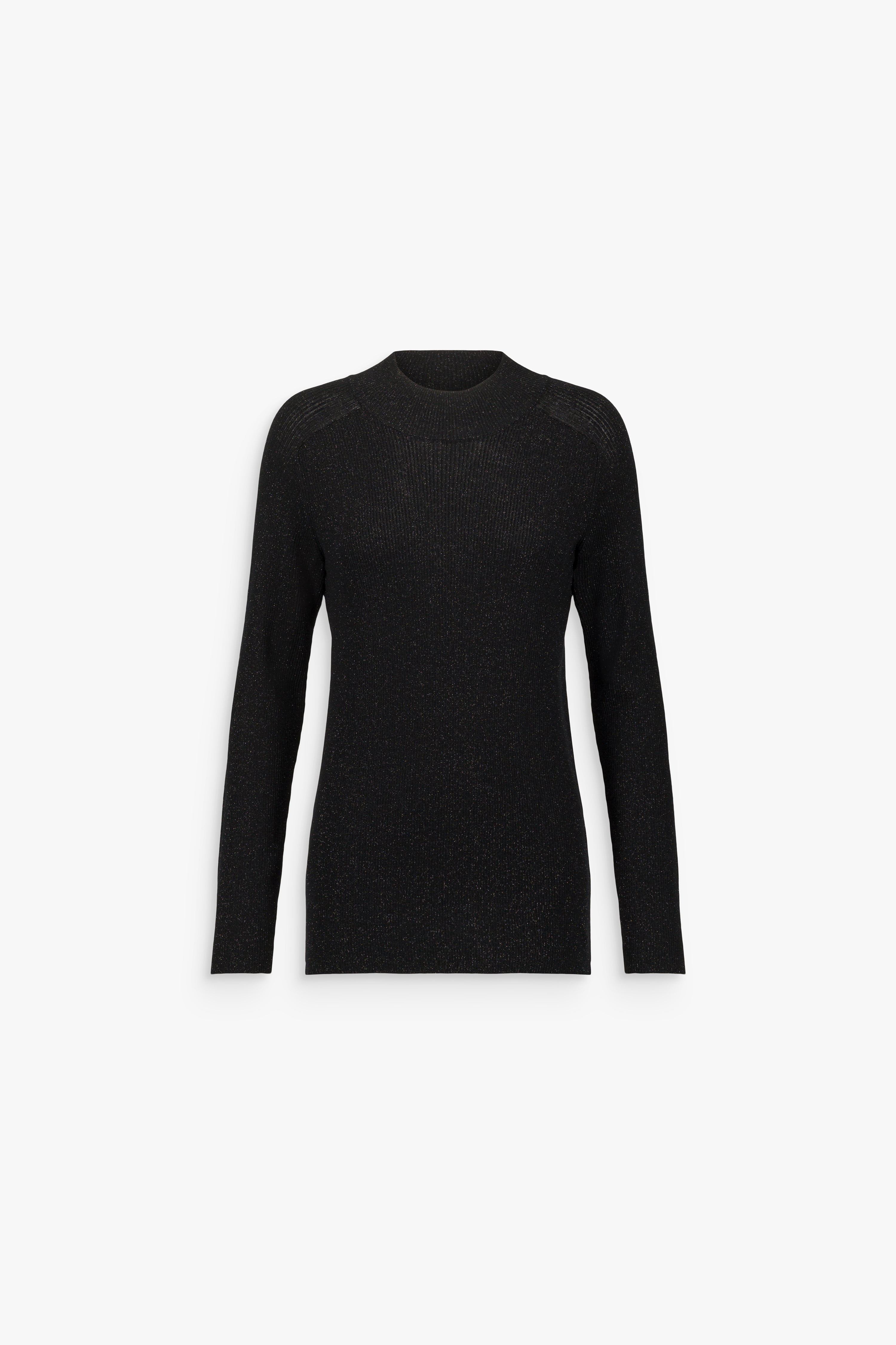 Pull long en laine mérinos avec détails lurex noir
