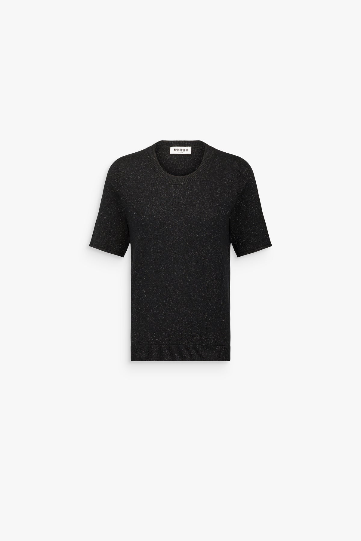 T-shirt en maille lurex col rond noir
