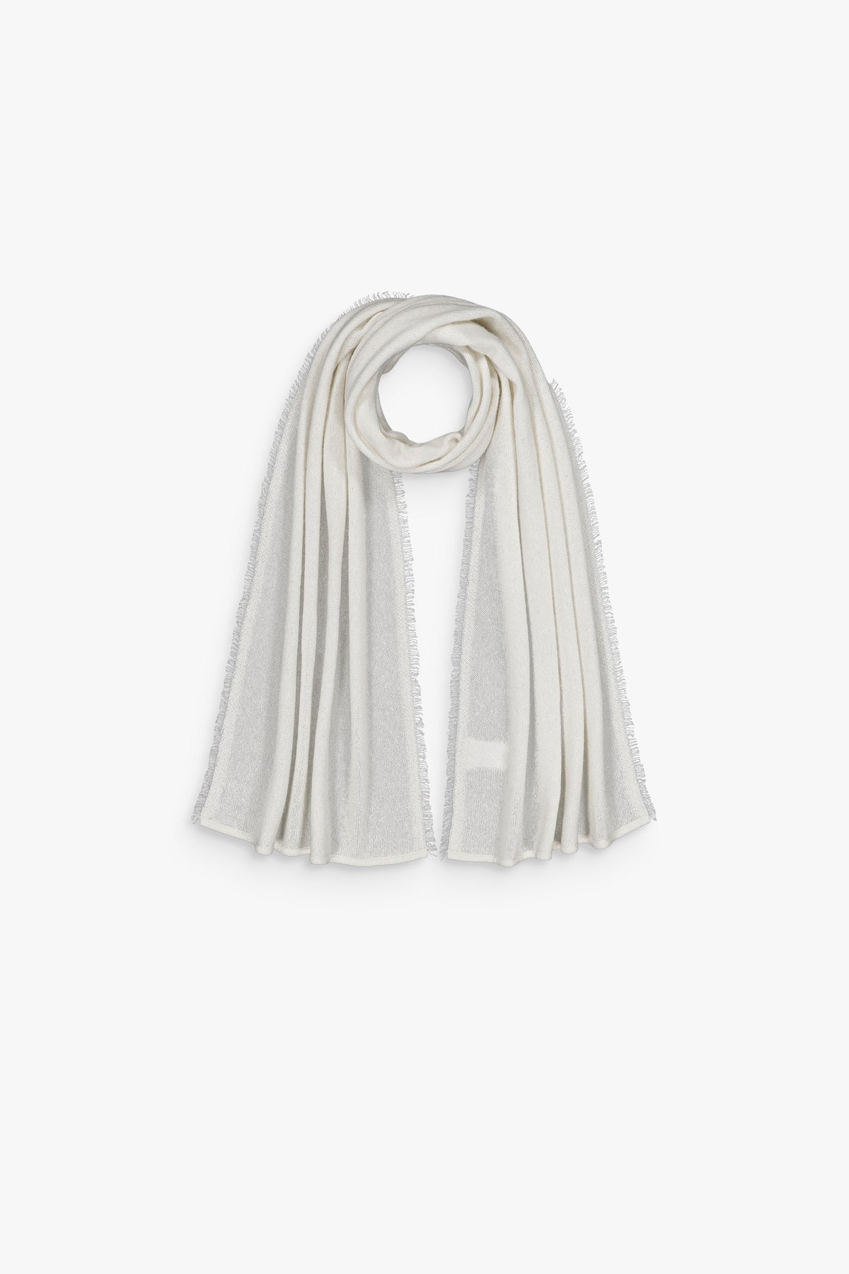 Grande écharpe en cachemire blanc cassé