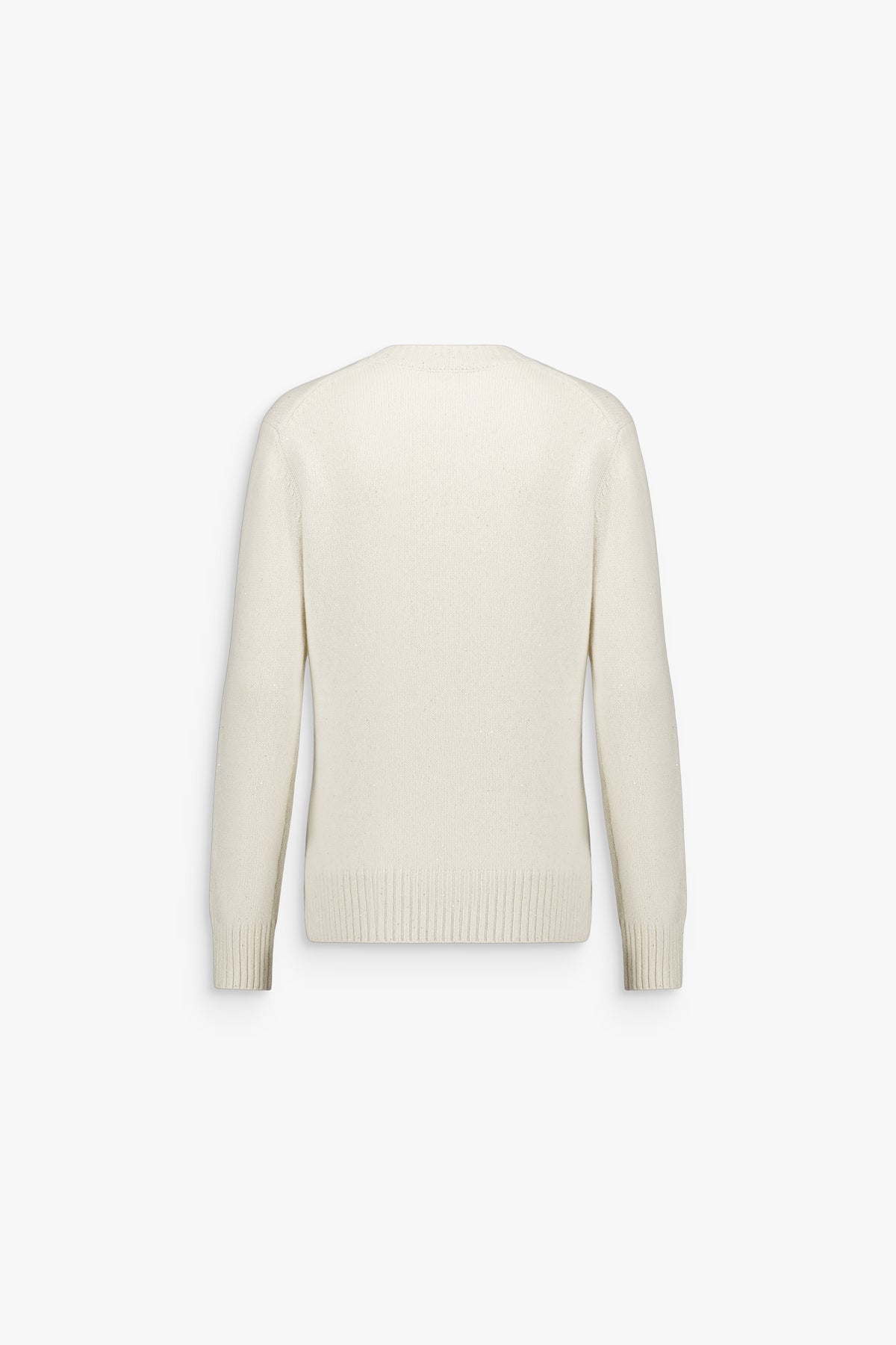 Pull long à col rond en cachemire blanc cassé