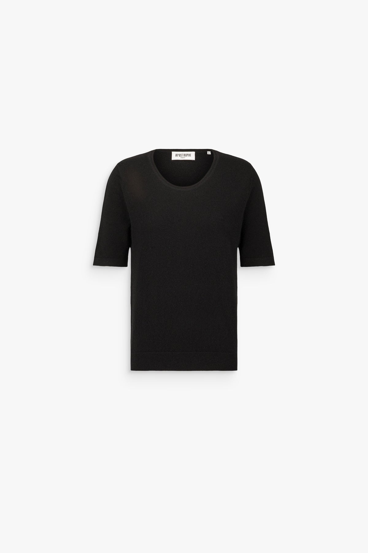 T-shirt en cachemire col rond noir