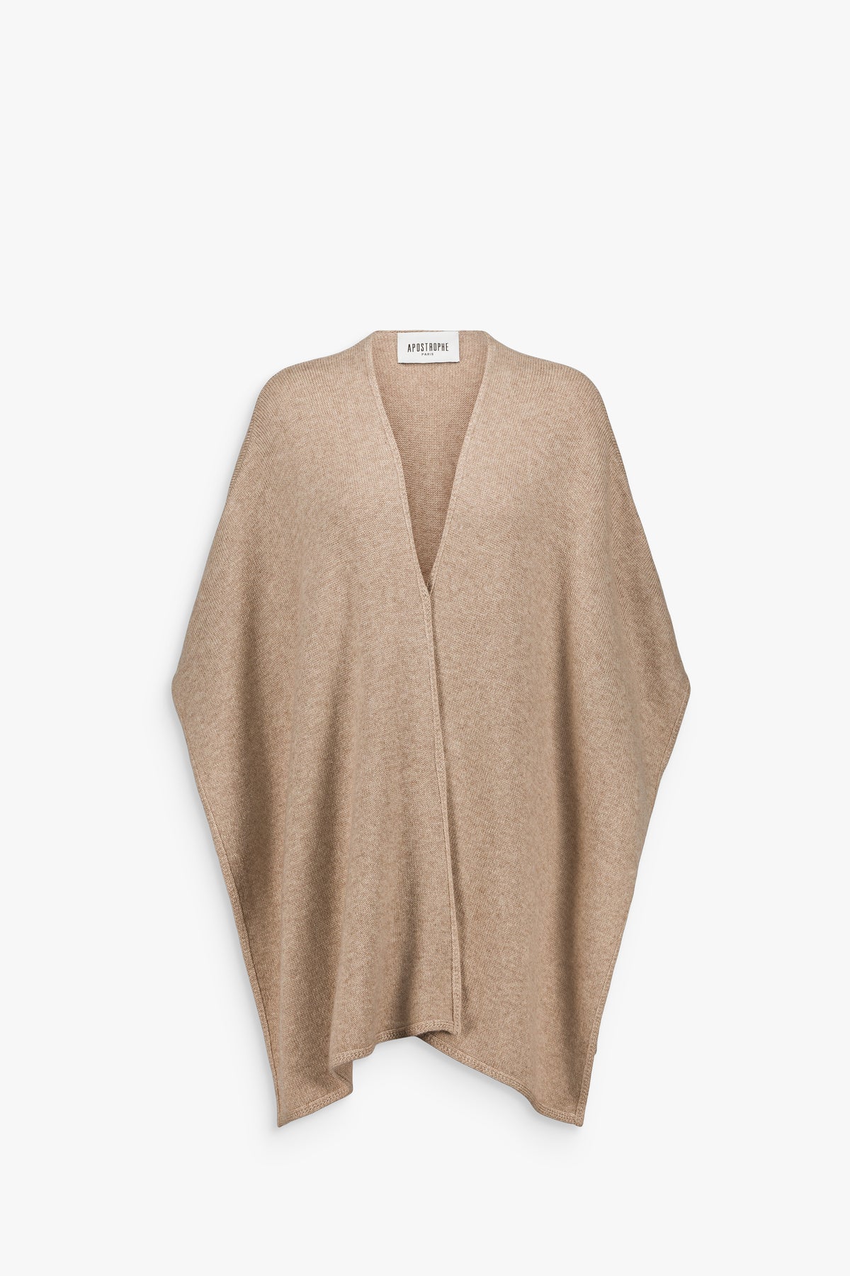 Cape unie en laine et cachemire beige moyen