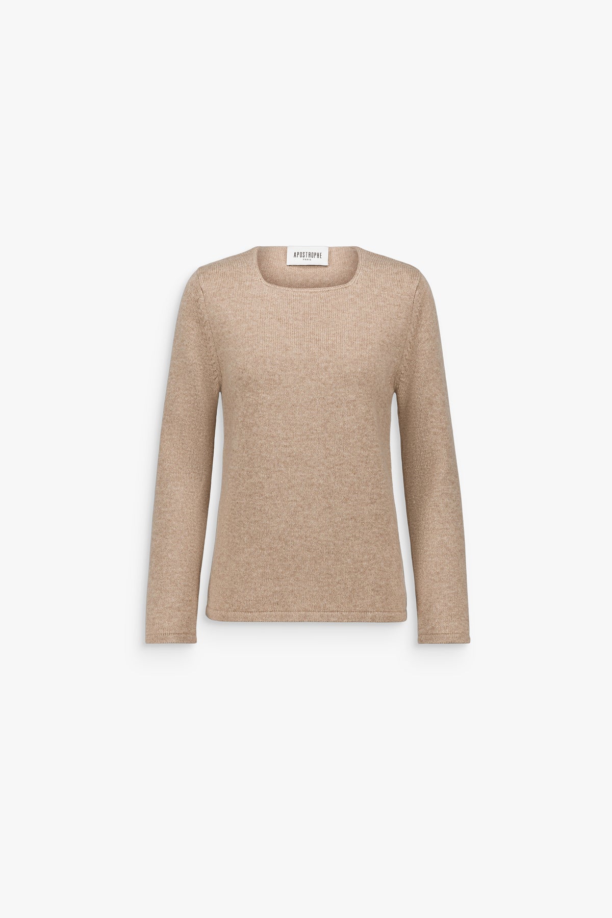 Pull en maille col rond beige moyen