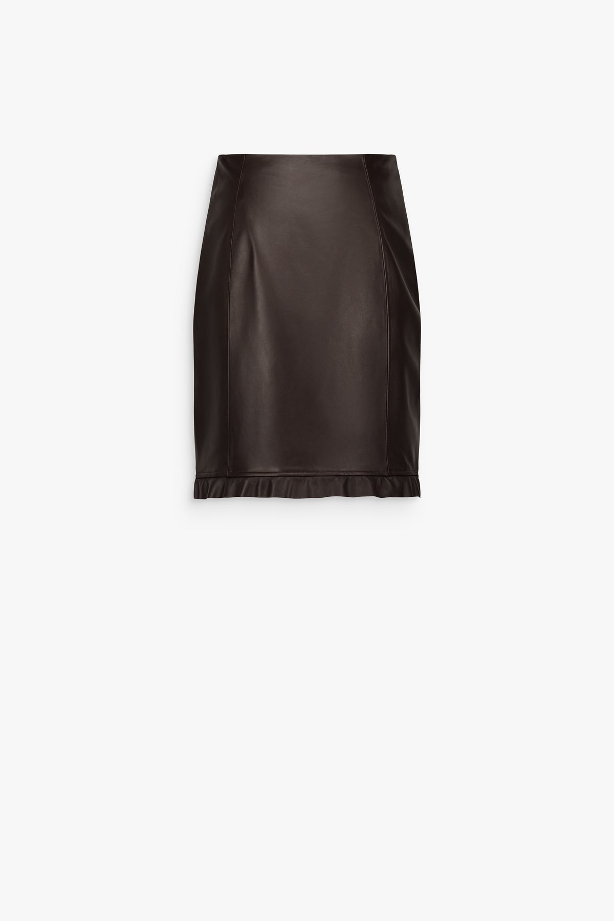 Jupe en cuir volant marron foncé