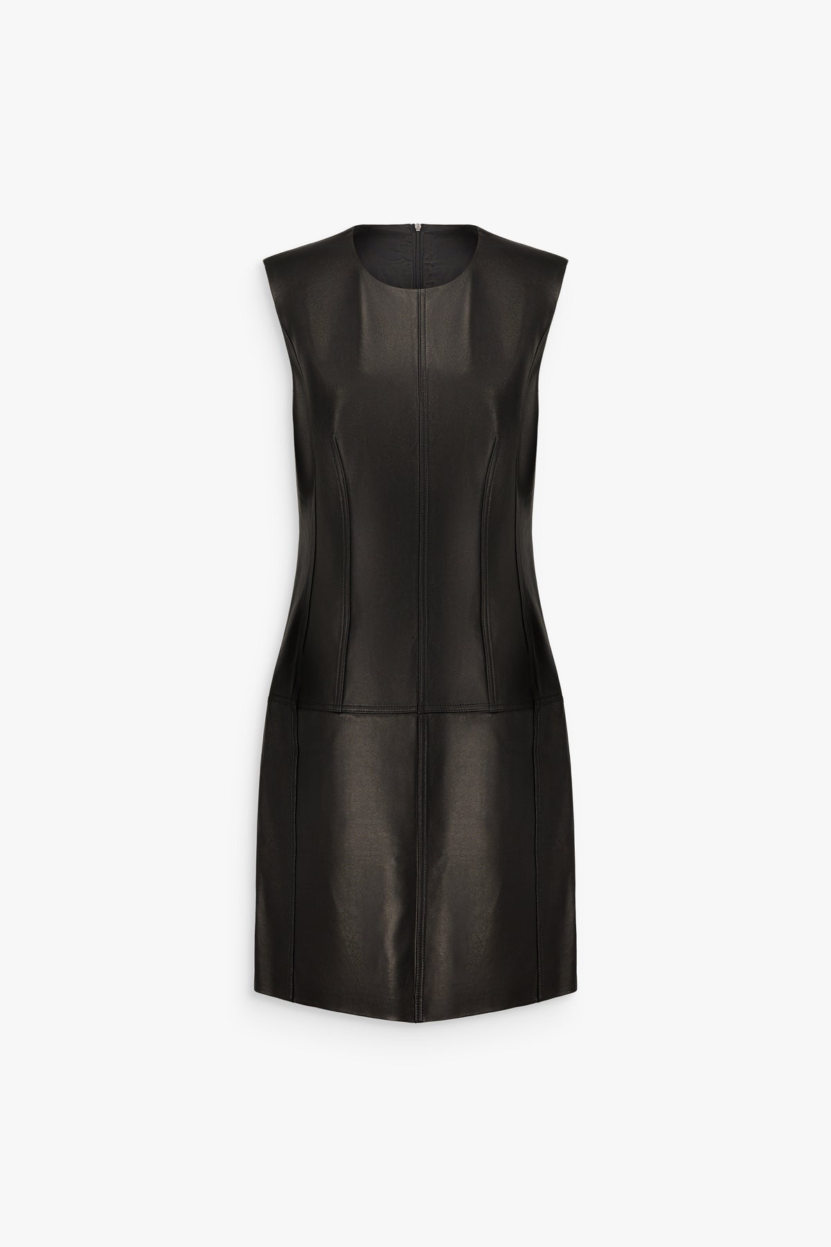 Robe sans manches en cuir noire