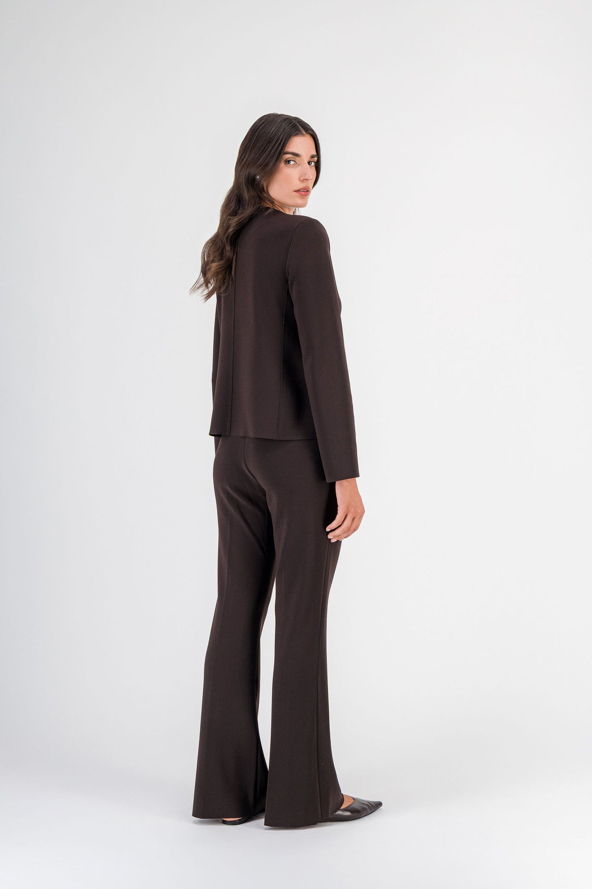 Pantalon droit à pli marqué marron foncé