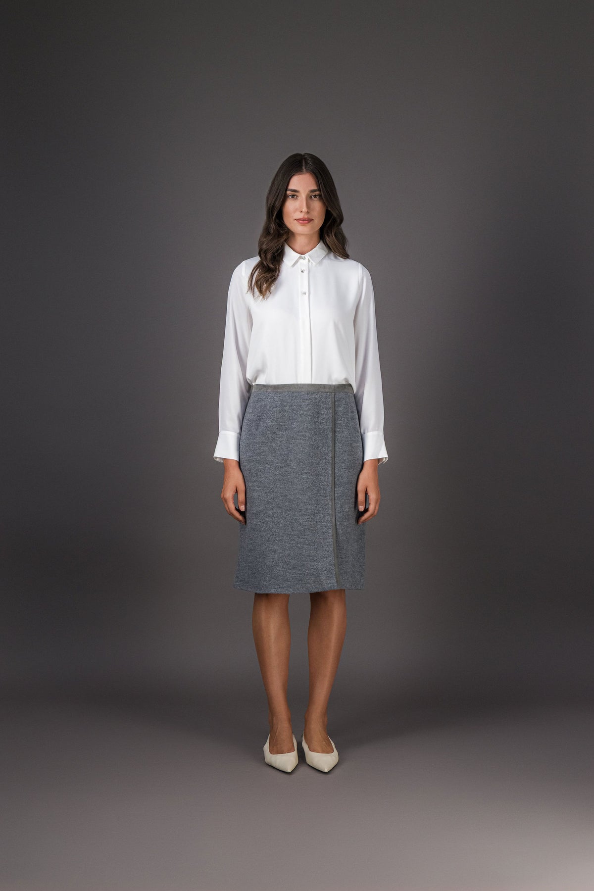 Chemise boutons bijoux blanc cassé
