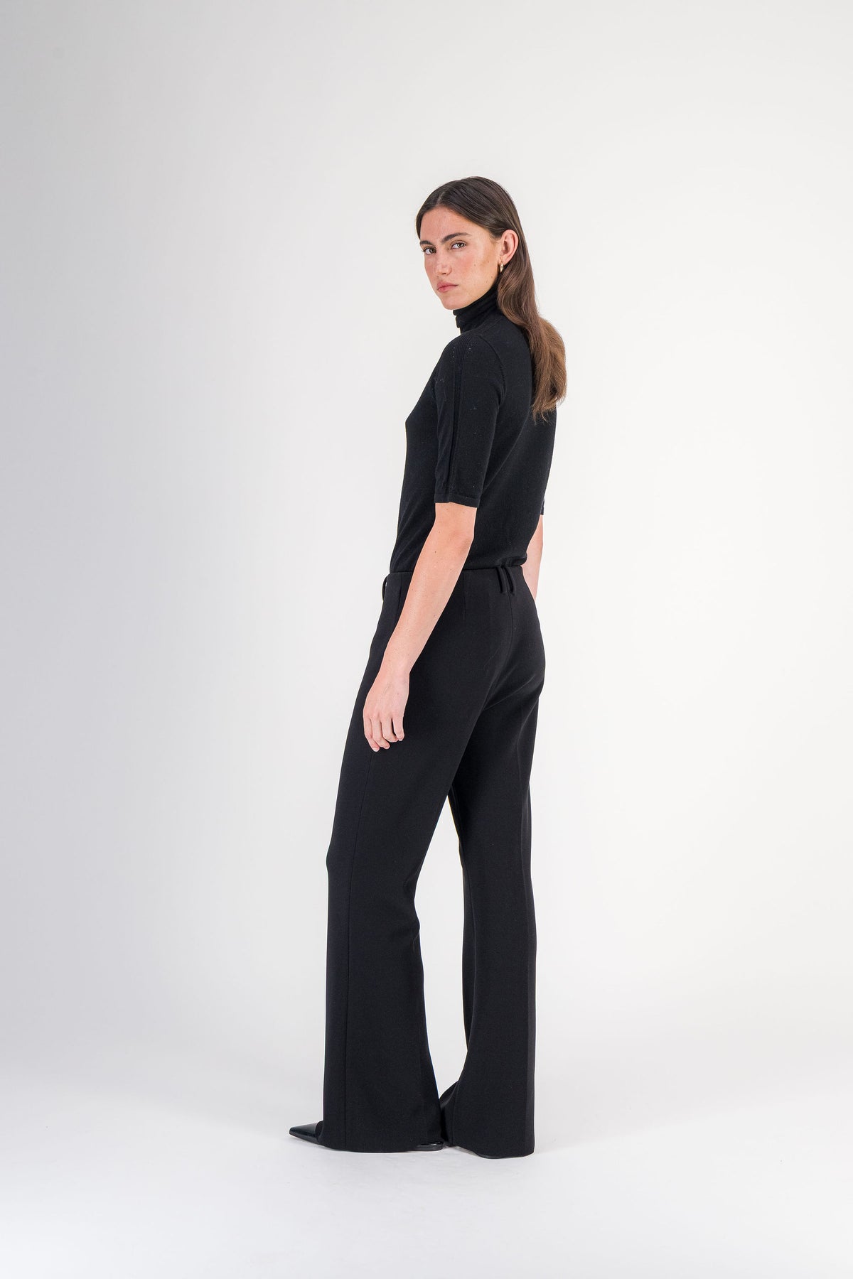 Pantalon tailleur évasé noir