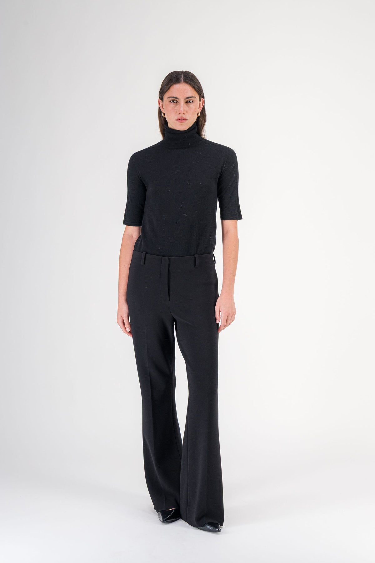 Pantalon tailleur évasé noir