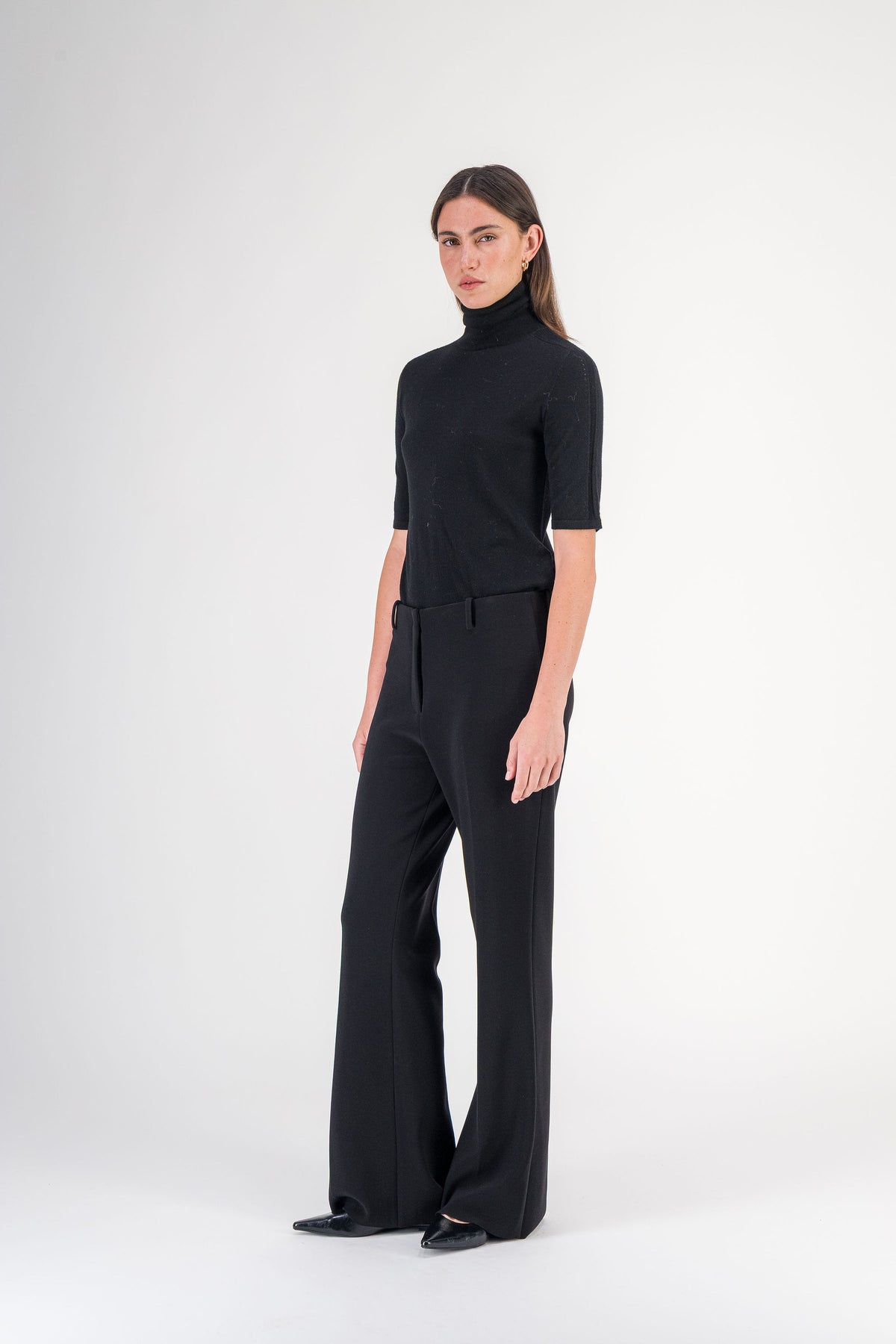 Pantalon tailleur évasé noir