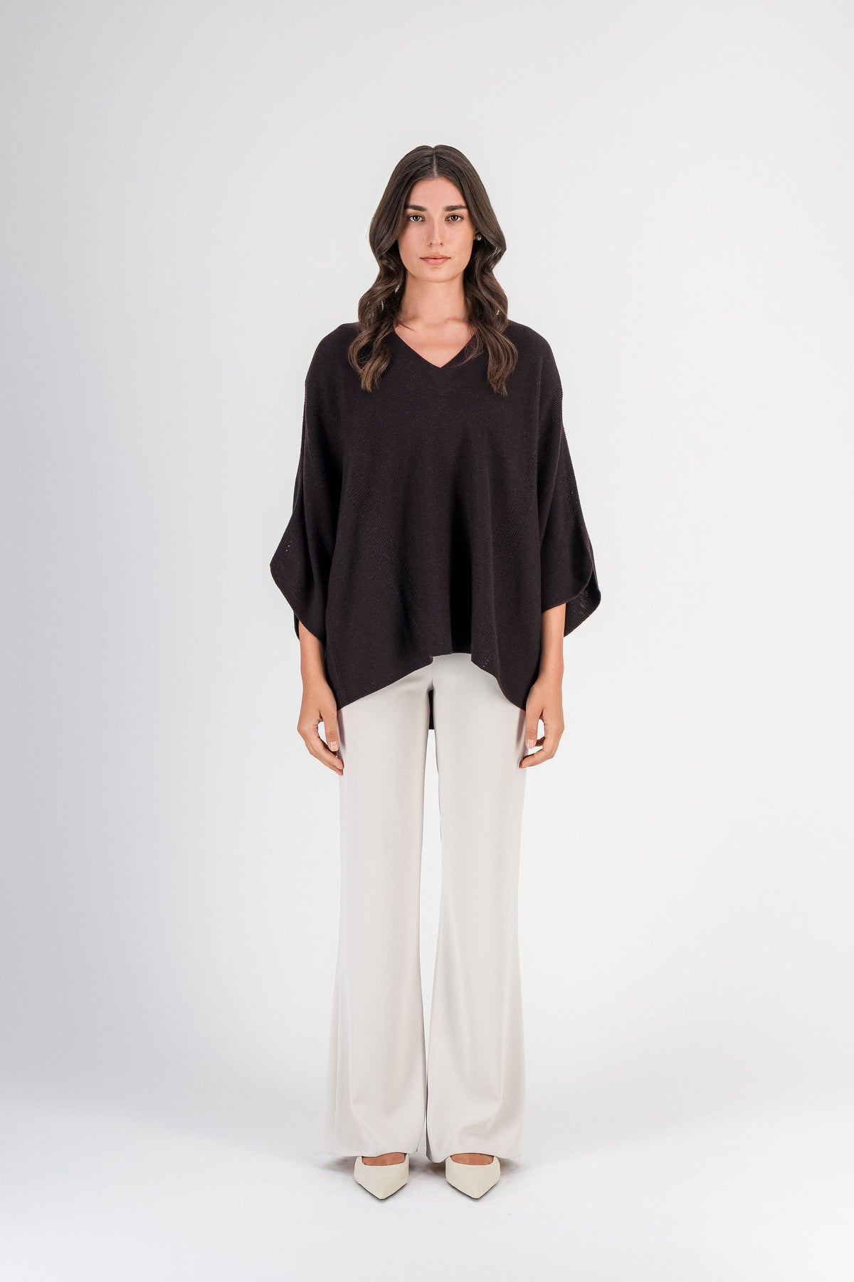 Pull ample en mérinos marron foncé