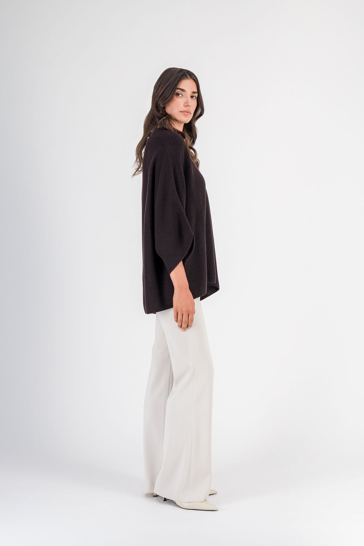 Pull ample en mérinos marron foncé