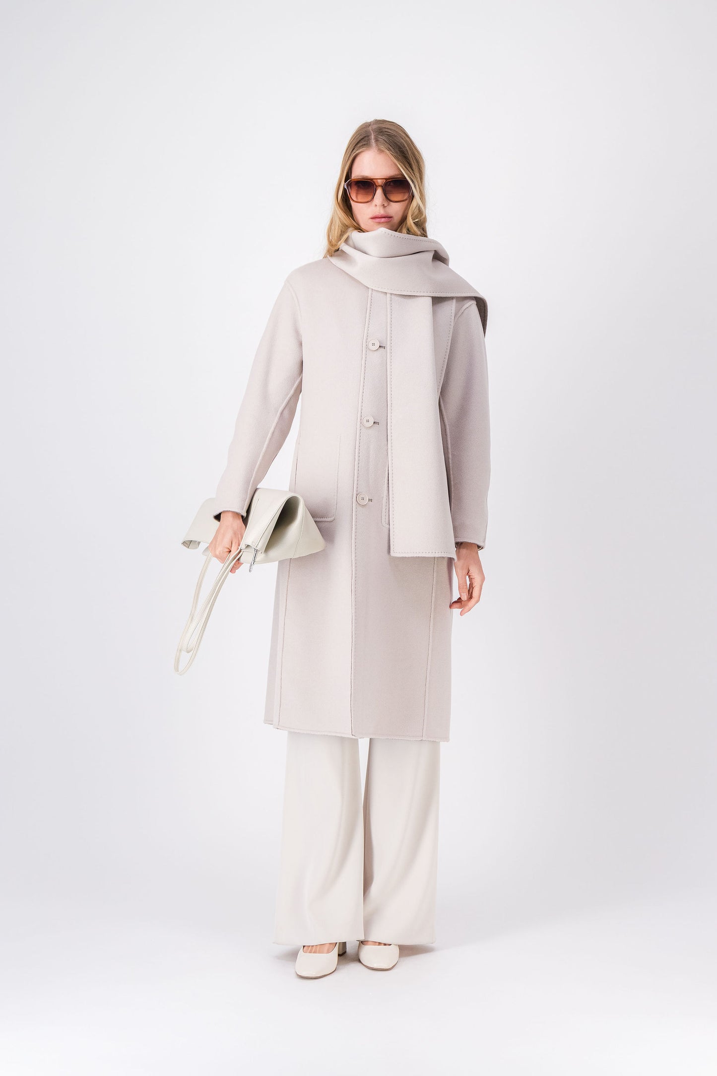 Manteau long réversible taupe & beton