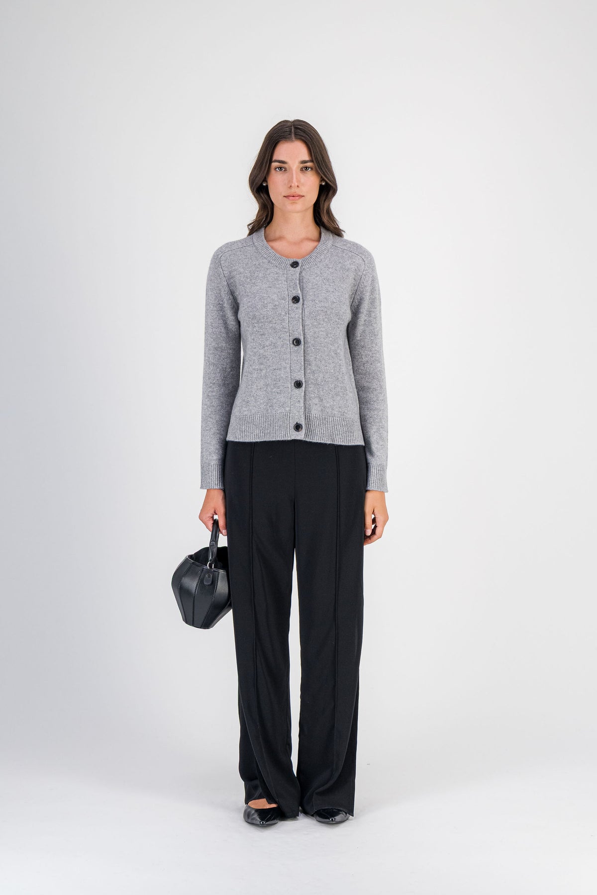 Gilet en cachemire boutonné gris moyen