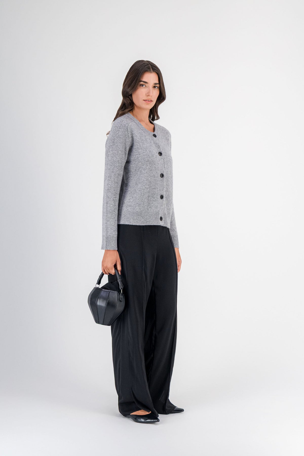 Gilet en cachemire boutonné gris moyen