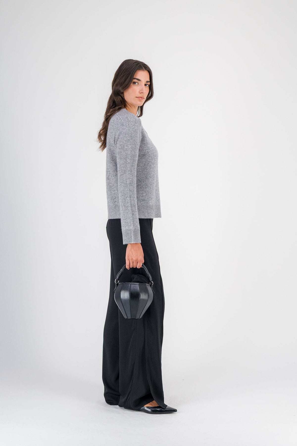 Gilet en cachemire boutonné gris moyen