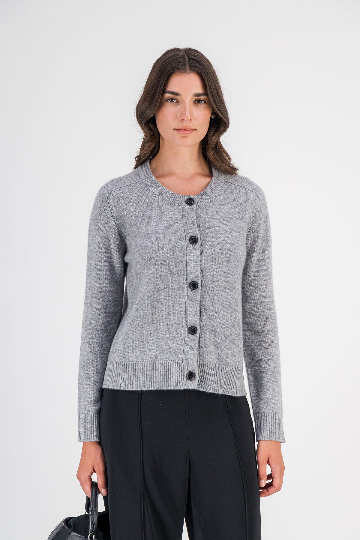 Gilet en cachemire boutonné gris moyen