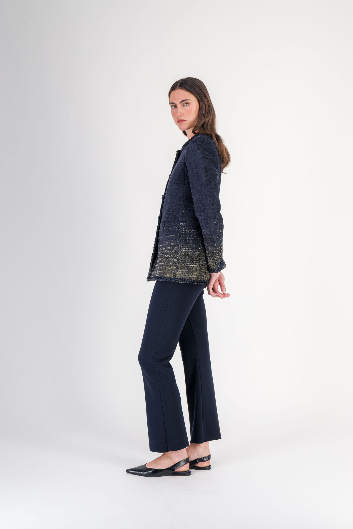 Pantalon droit à pli marqué marine