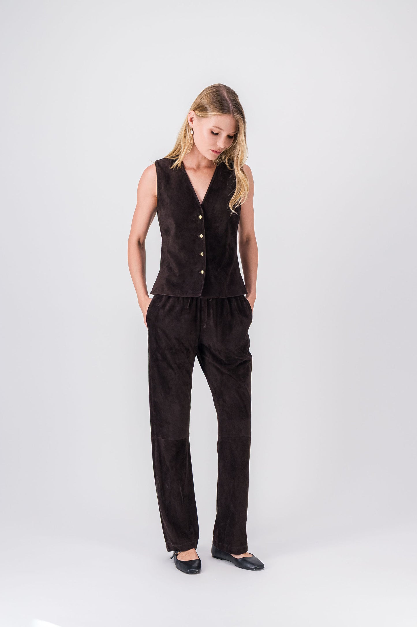 Gilet ébène en daim