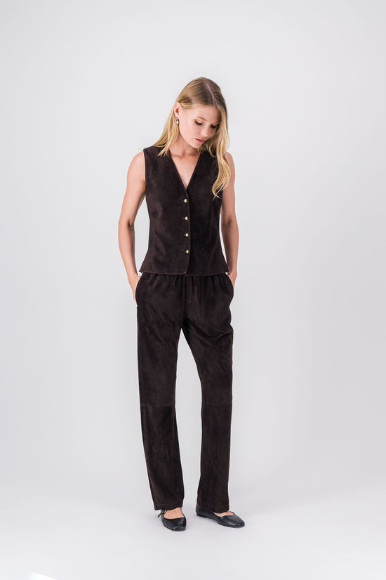 Gilet ébène en daim